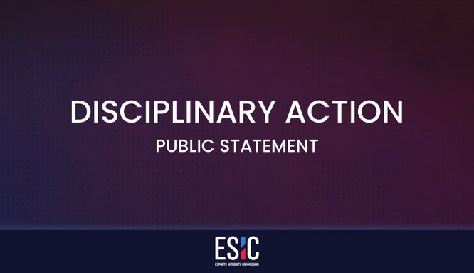 ESIC Disciplinary Action public statement